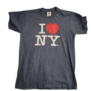 I Love NY Graphic Tee Medium Gray Cotton Polyester Blend Officially Licensed